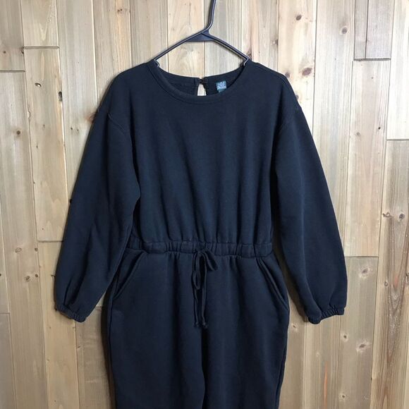 Wild Fable Black Fleece Jumpsuit One Piece Elastic Waist Size Large - Picture 3 of 16